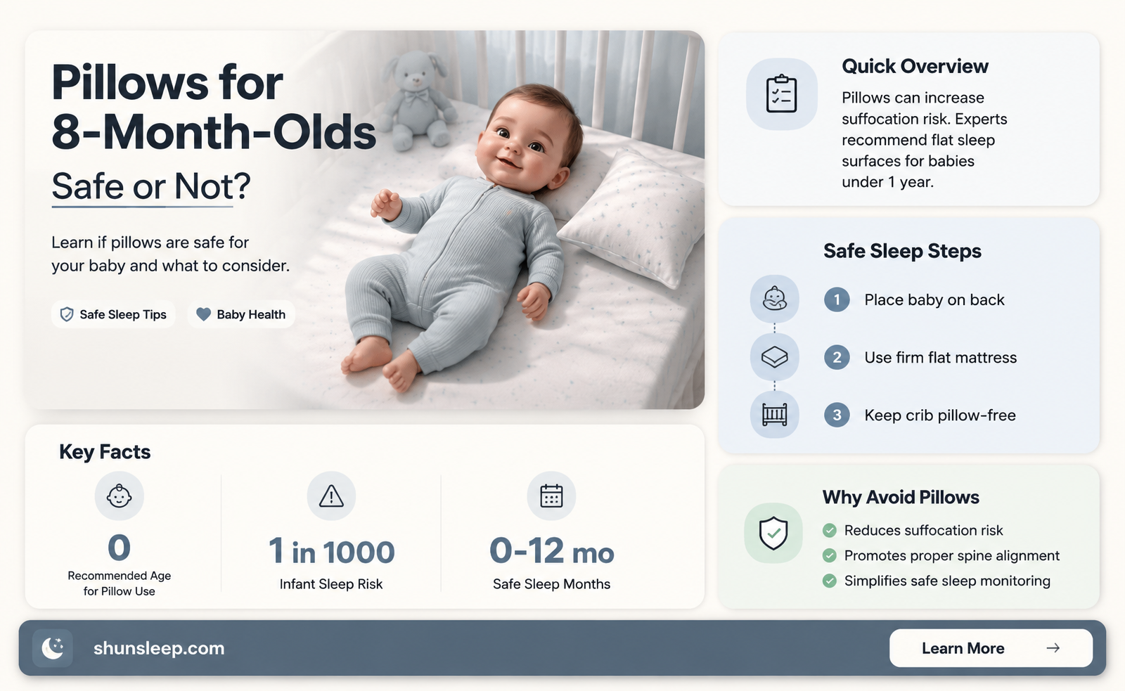 can 8 month old sleep on pillow