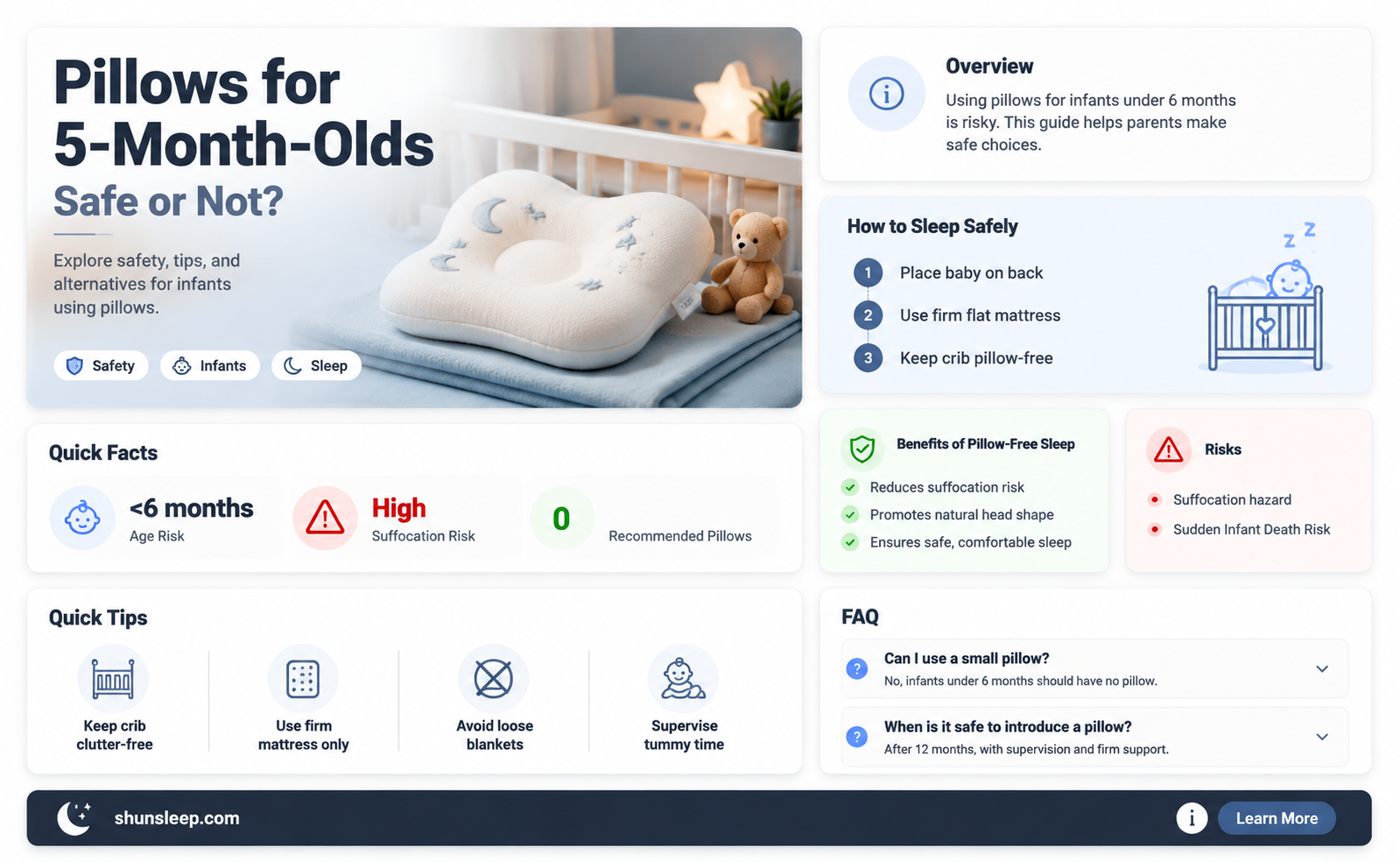 can 5 month old sleep on pillow