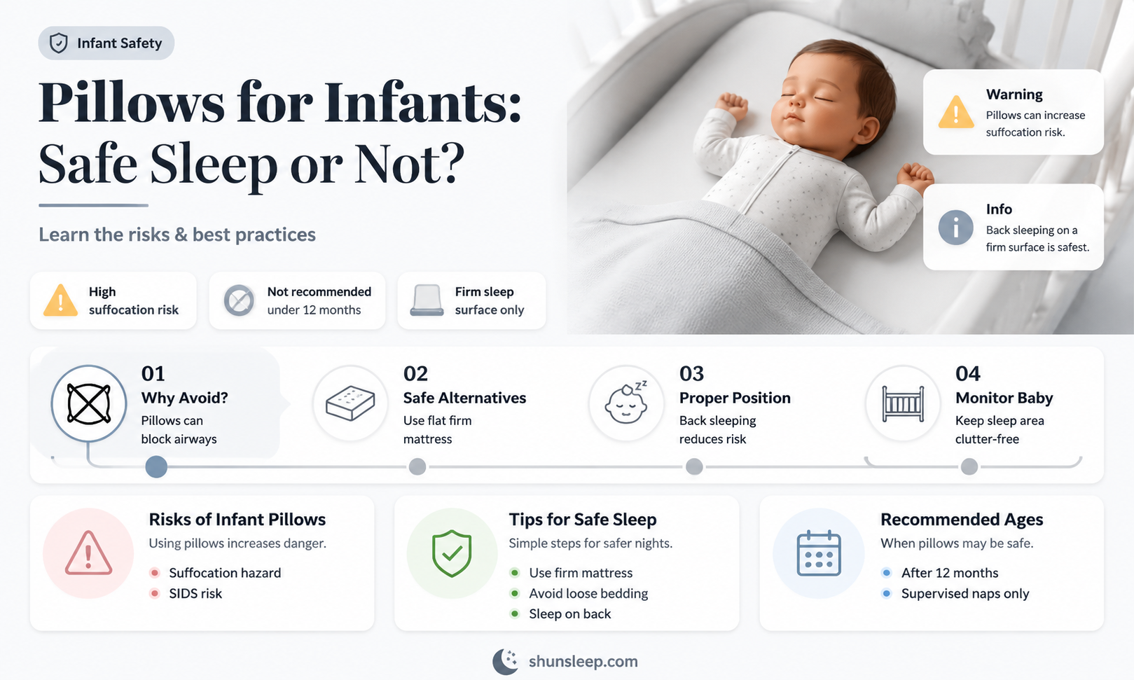 can a one month old sleep on a pilloe
