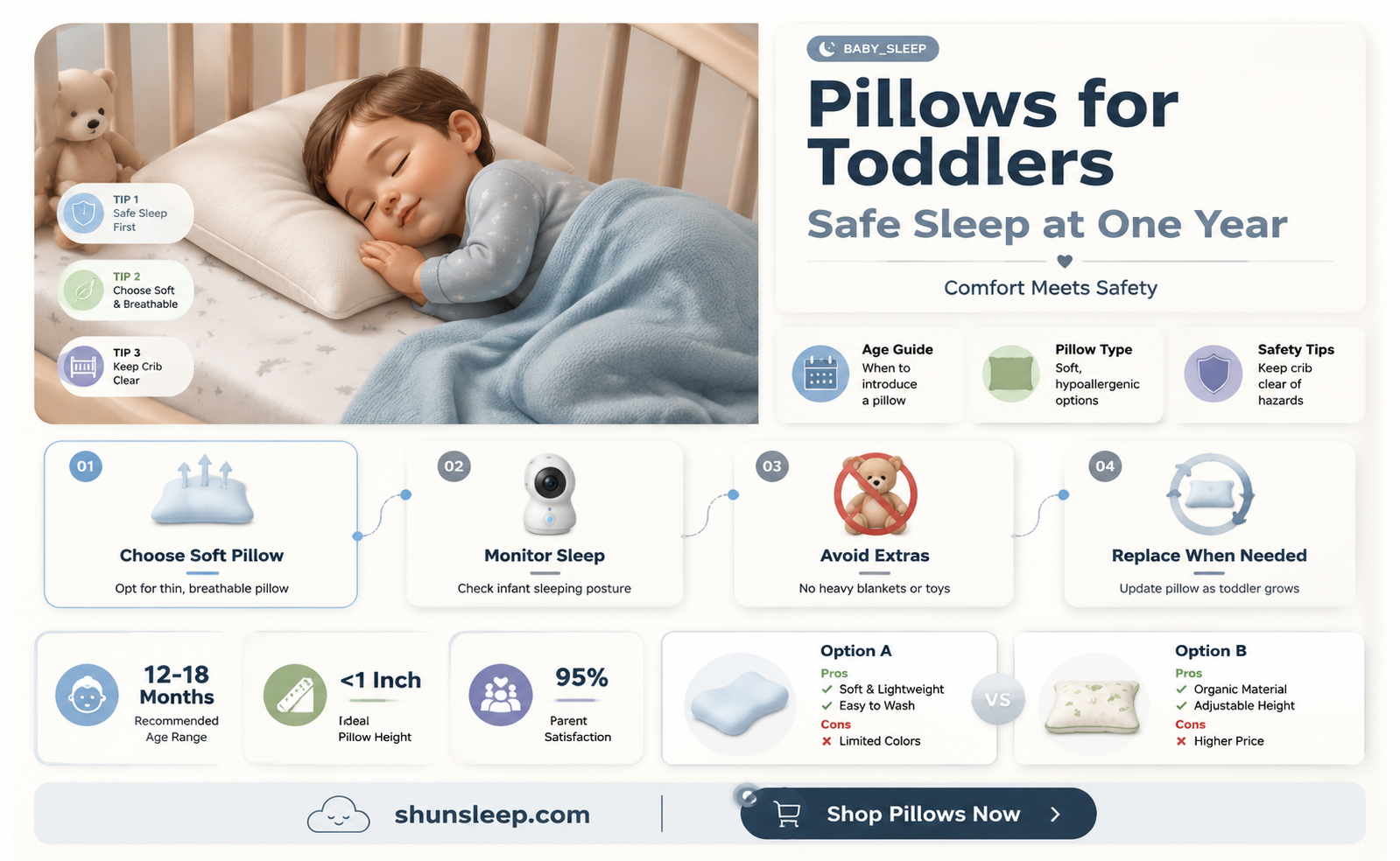 can a 1 year old sleep with a pillow