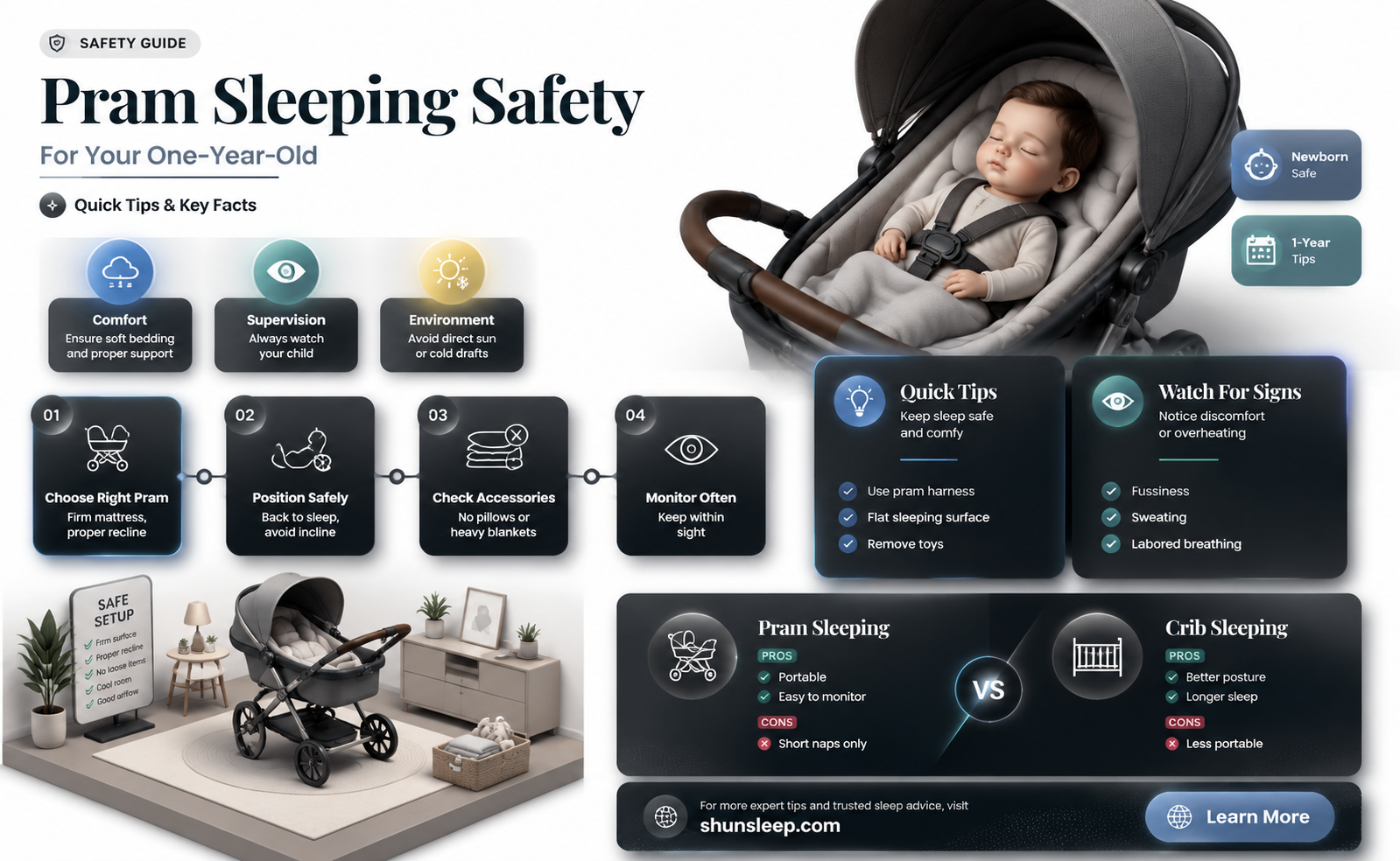 can 1 year old sleep in pram overnight