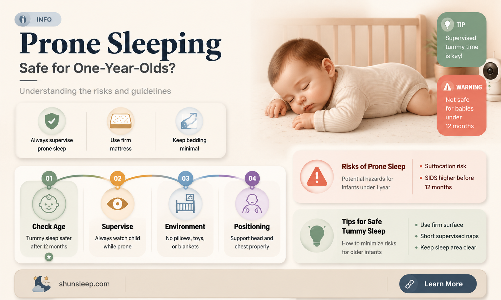 can a 1 year old sleep prone