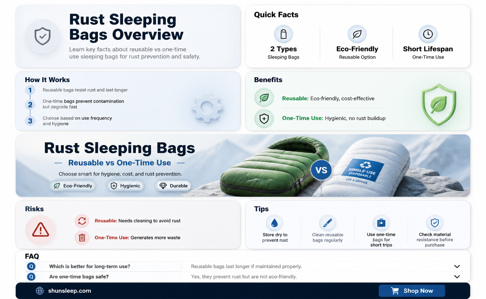 are sleeping bags reusable on rust