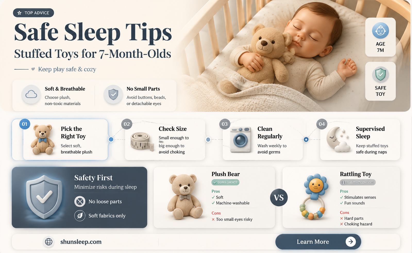 can 7 month old sleep with small stuffed animal