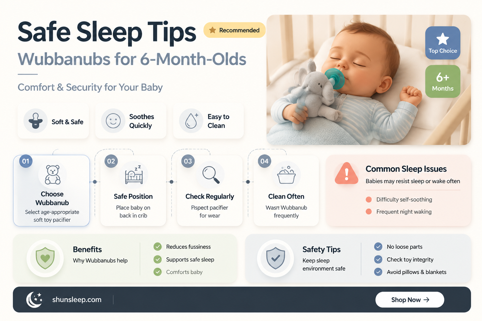 can 6 month old sleep with wubbanub