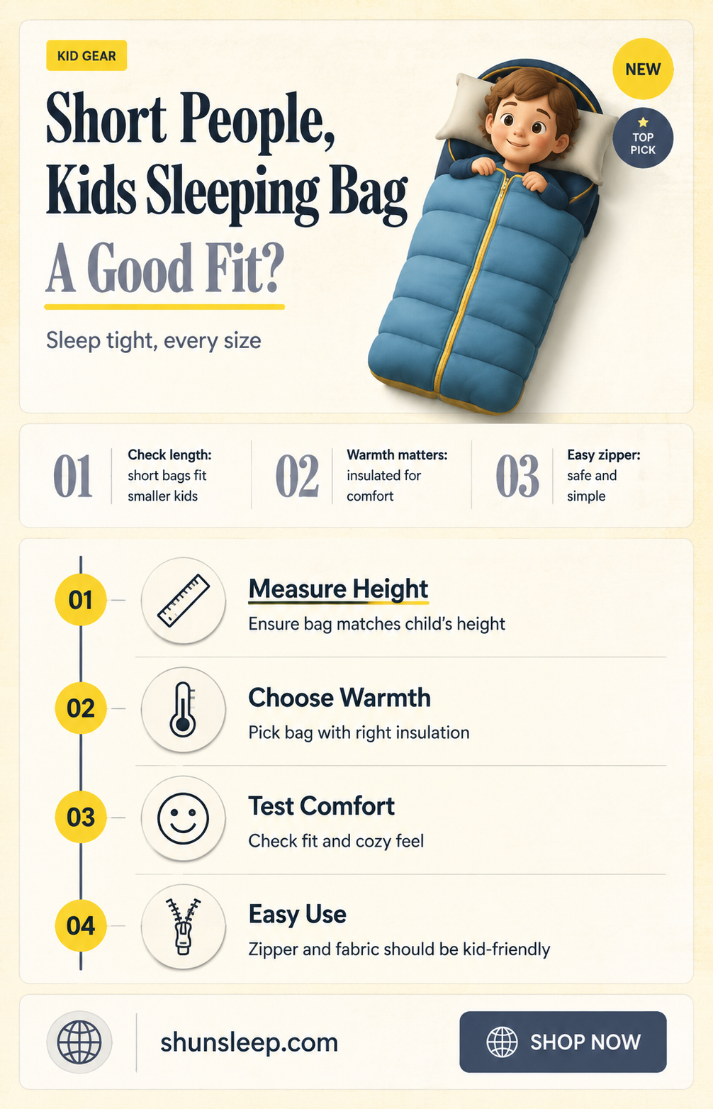 can a short person use a kids sleeping bag