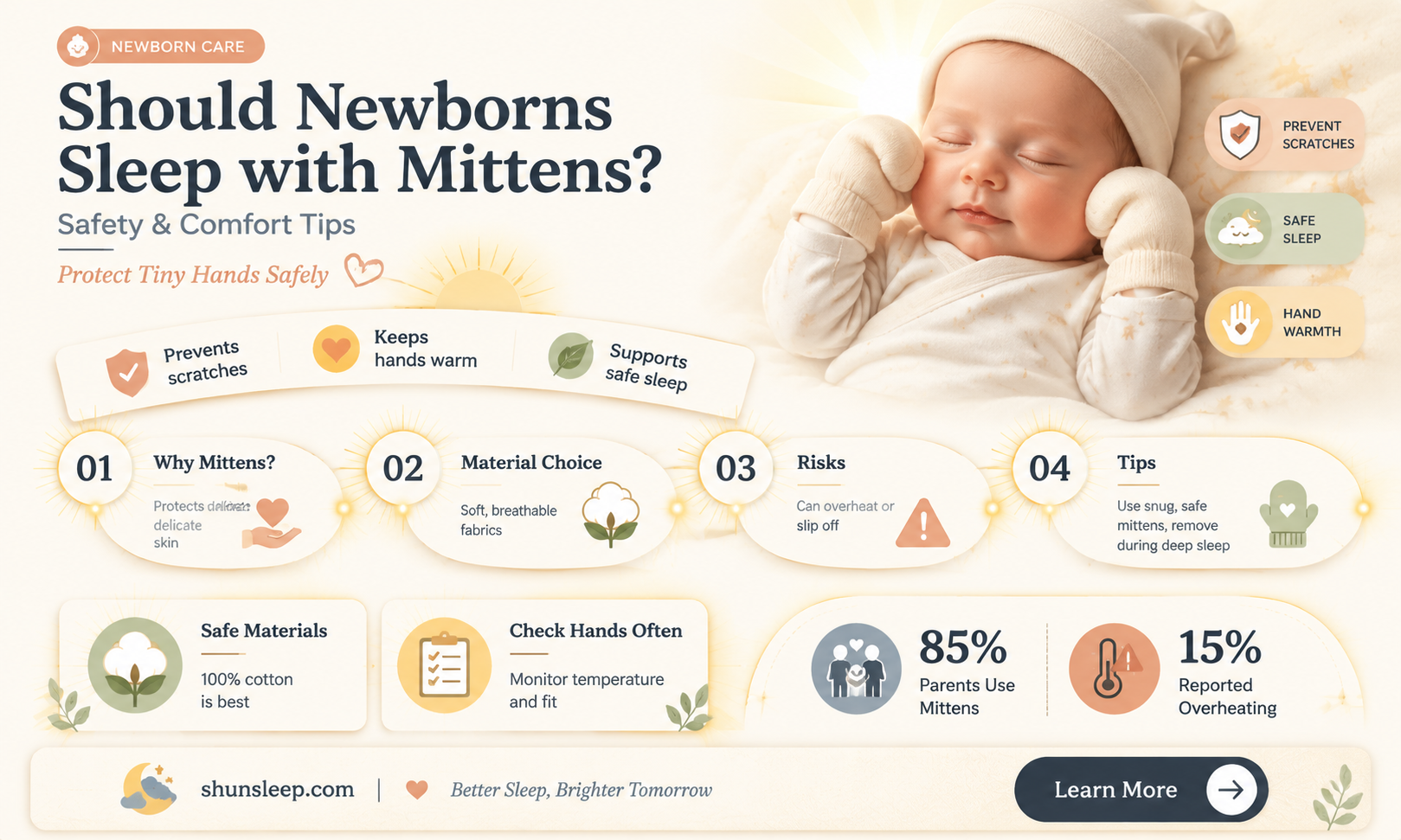 can a newborn sleep with mittens on