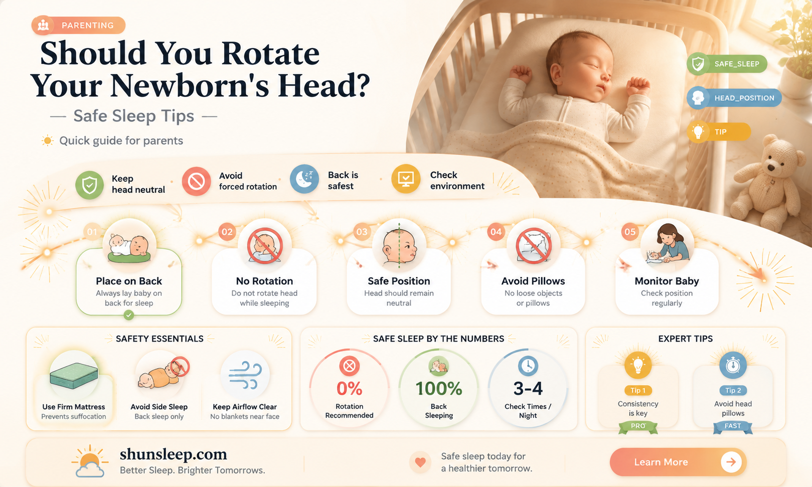 are you supposed to rotate newborns head while they sleep