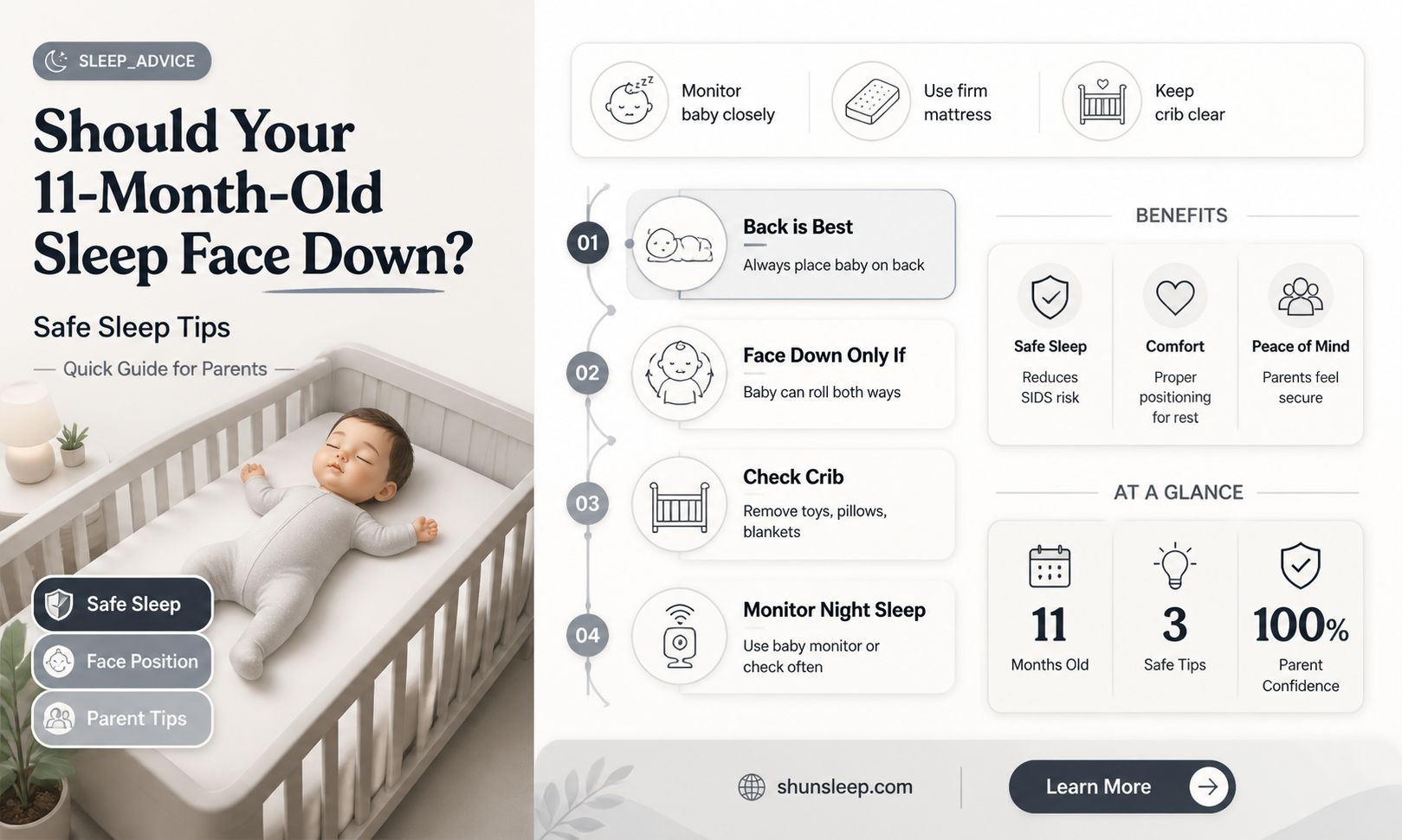 can a 11 month old sleep face down