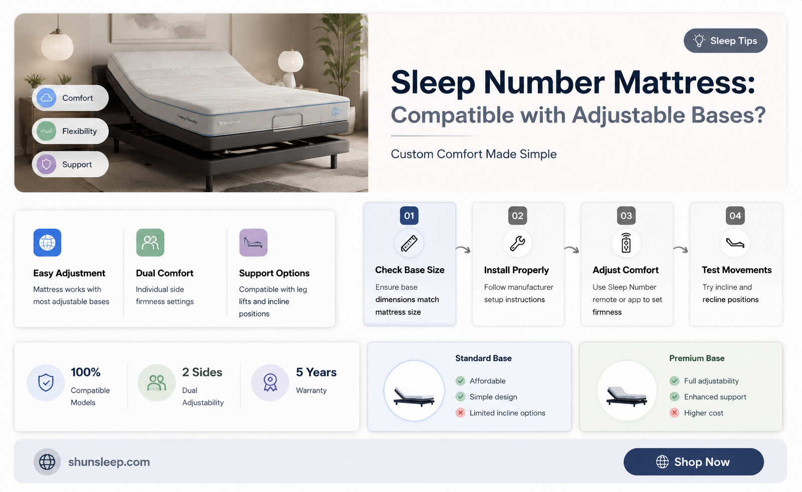 can a sleep number mattress work with any adjustable base