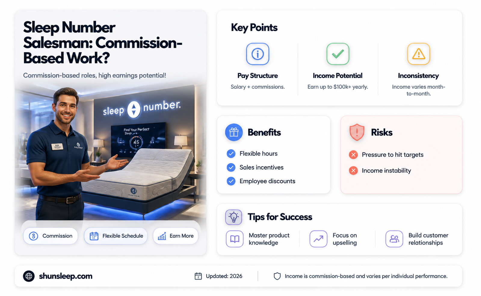are sleep number salesman work on commission