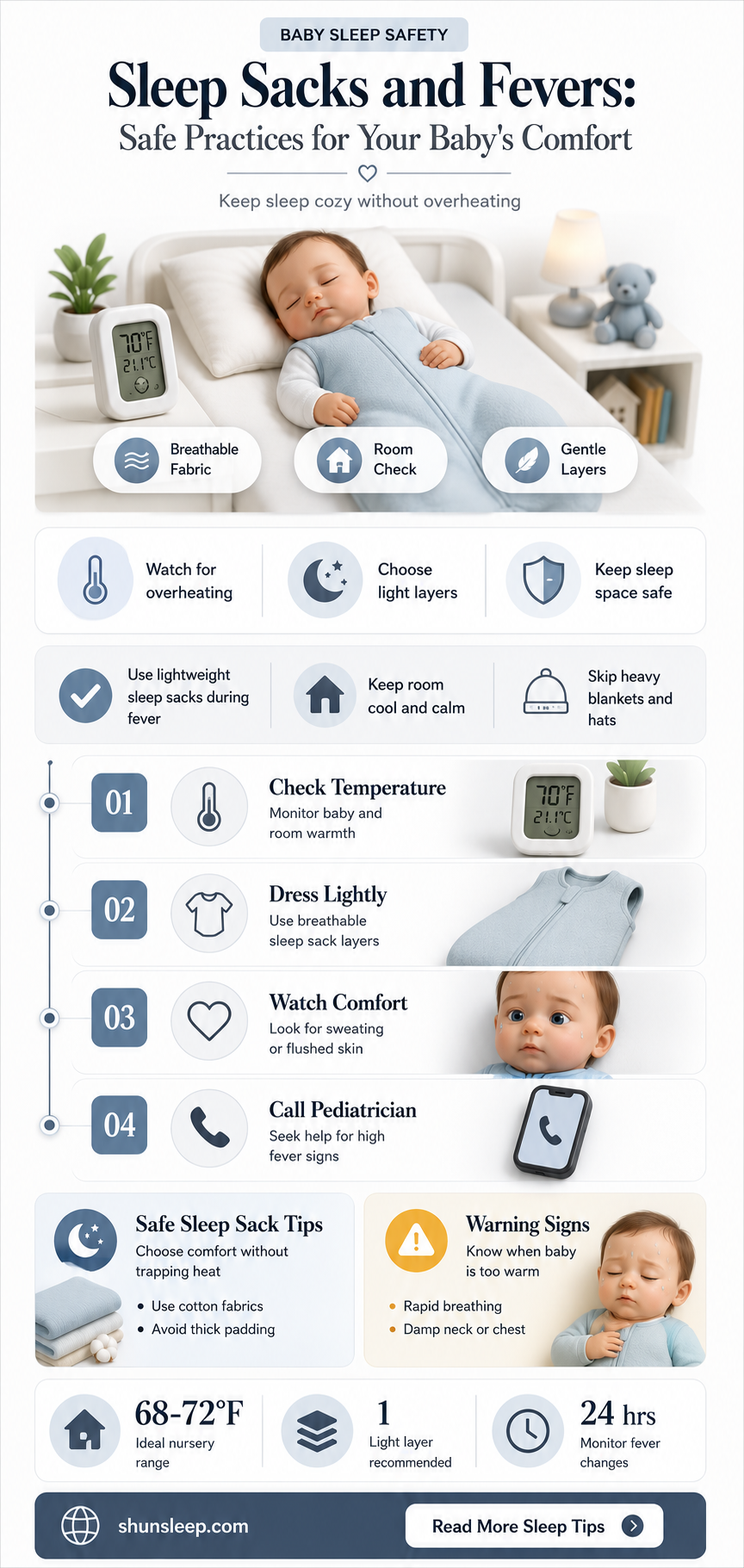 can baby wear sleep sack with fever
