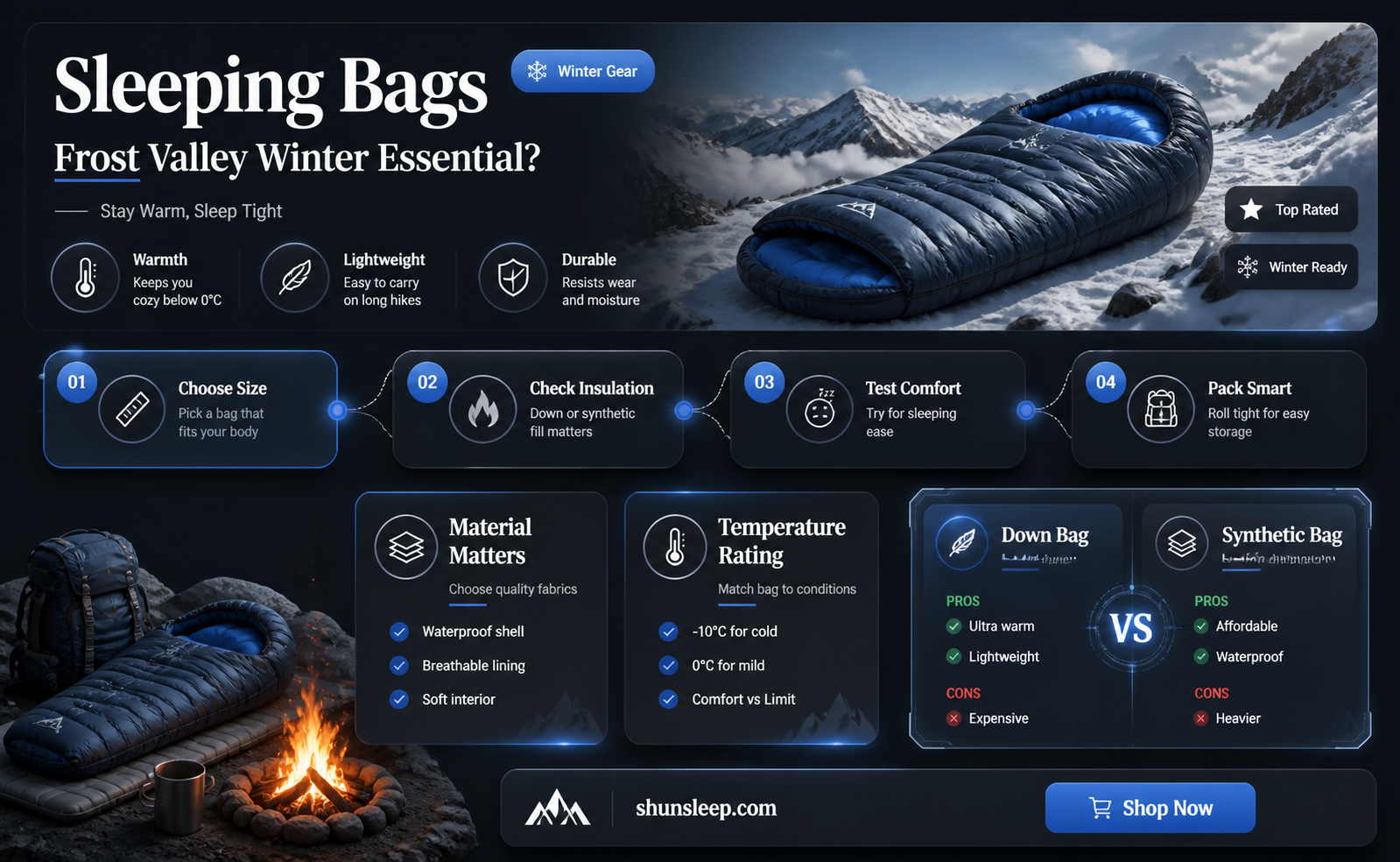 are sleeping bags necessary for frost valley in winter