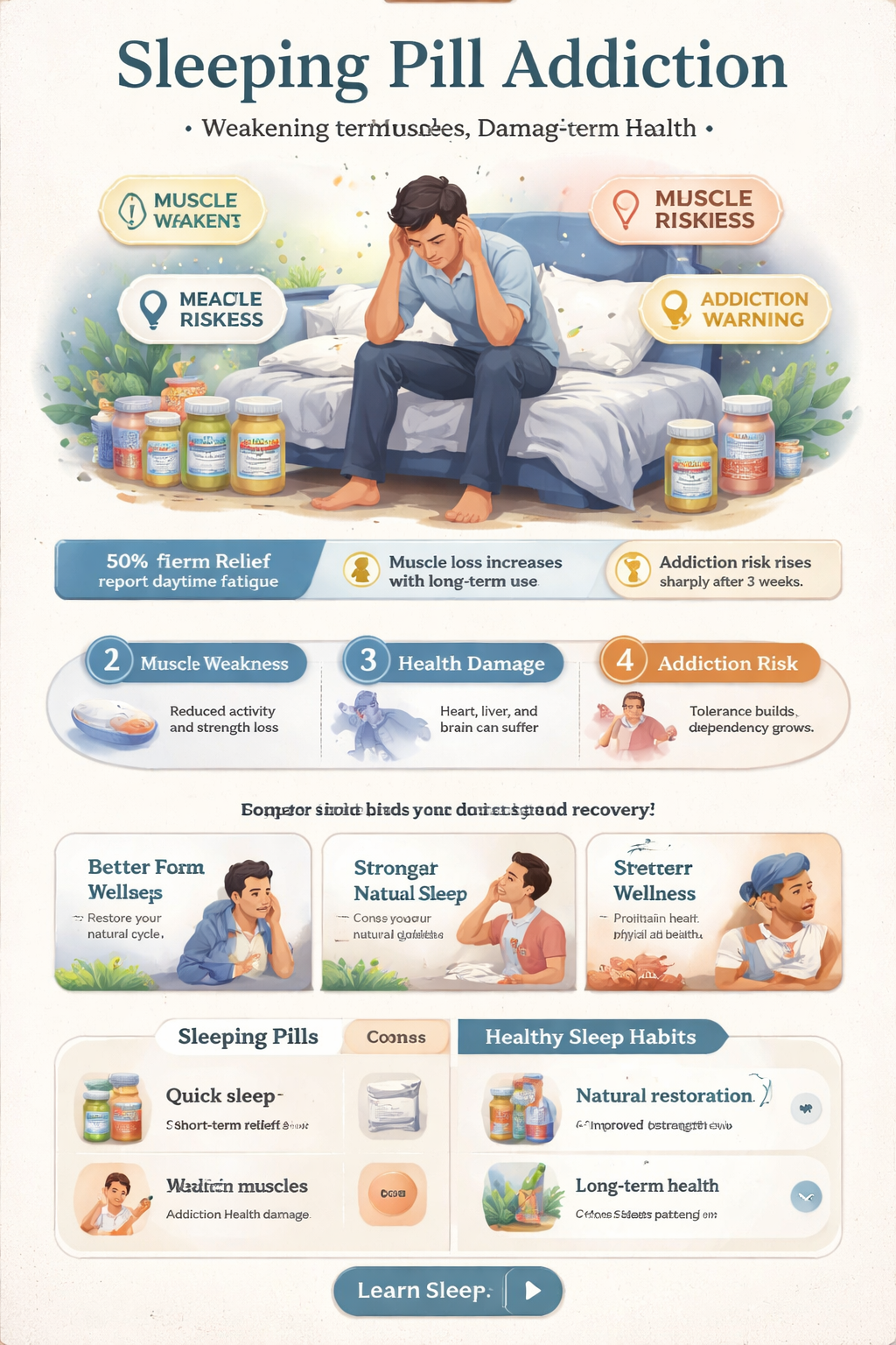 can addiction to sleeping pills lead to muscle weakness
