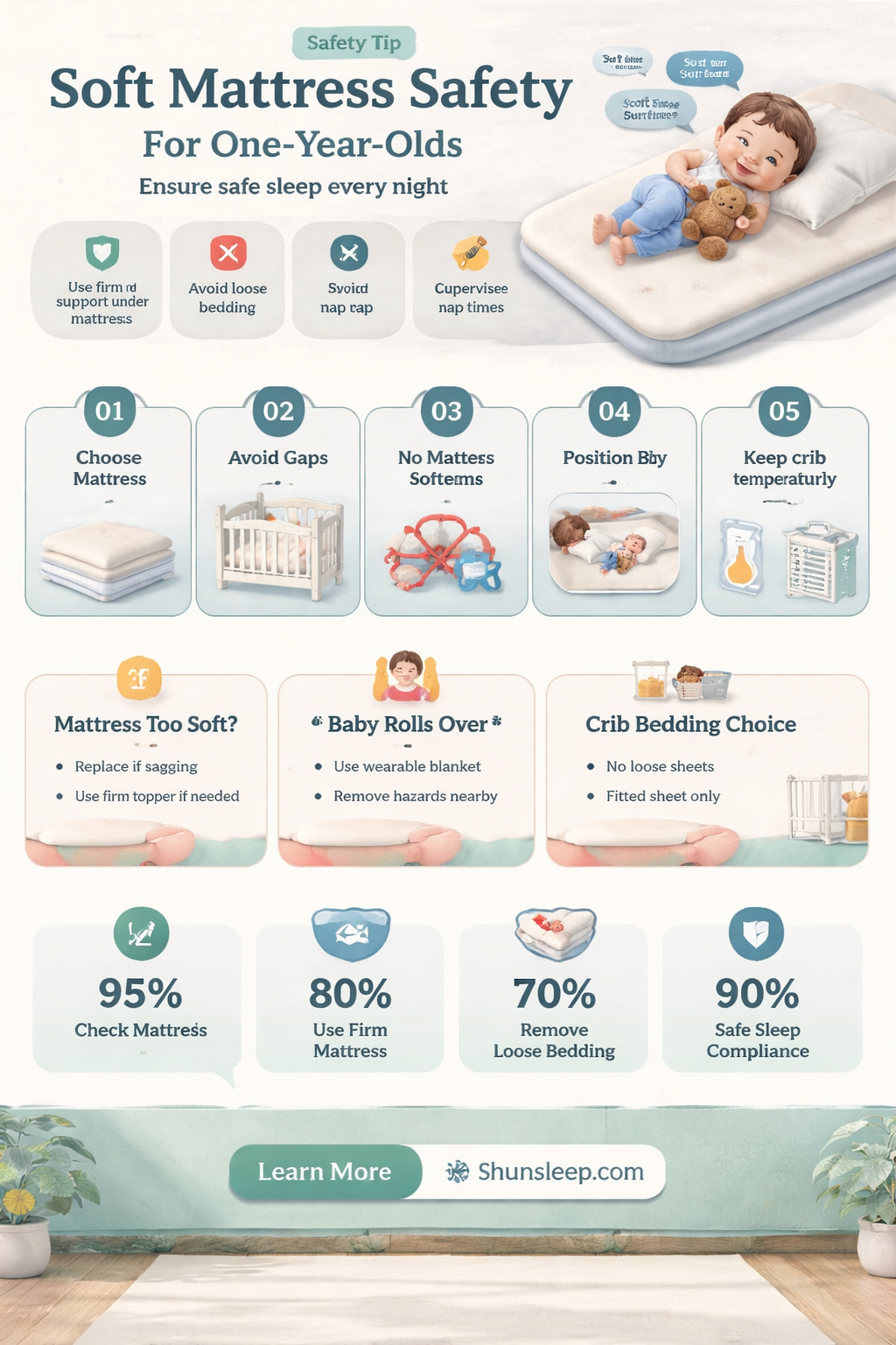 can 1 year old sleep on soft mattress