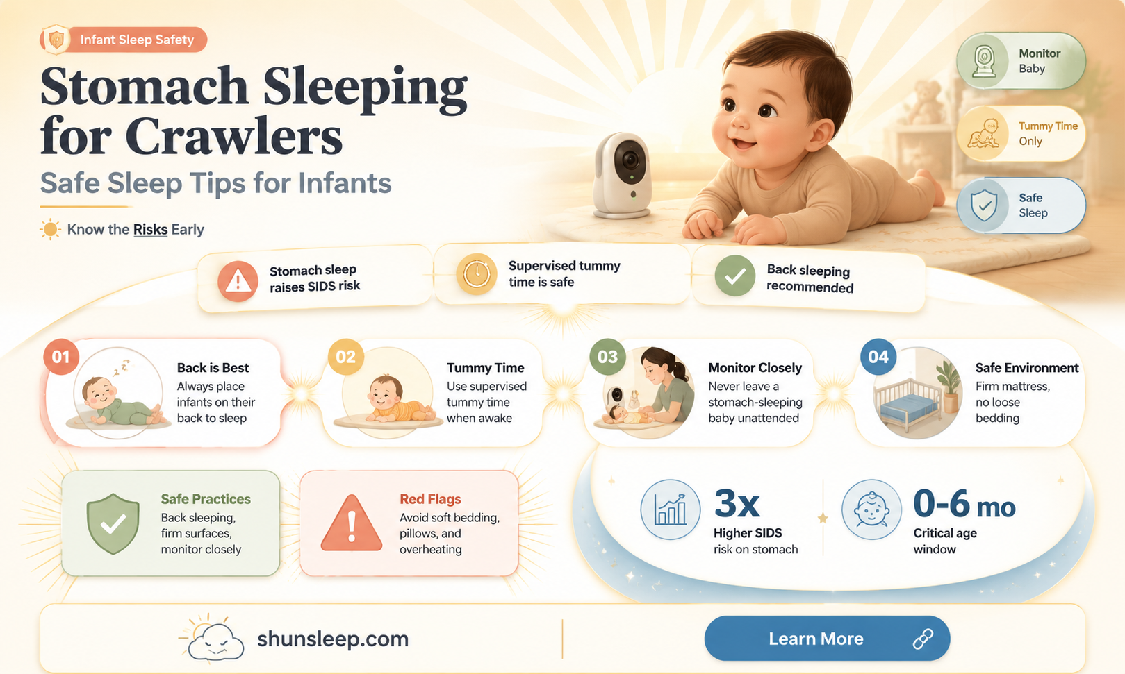 can a crawling 8 month old sleep on stomach