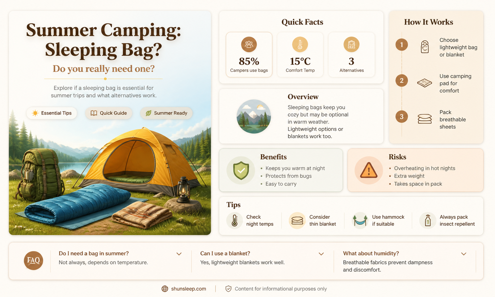 are sleeping bags needed for summer