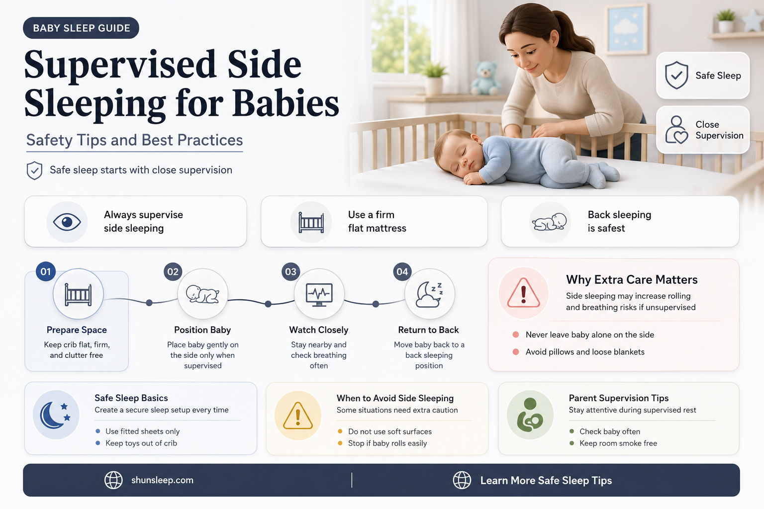can baby sleep on side of supervised