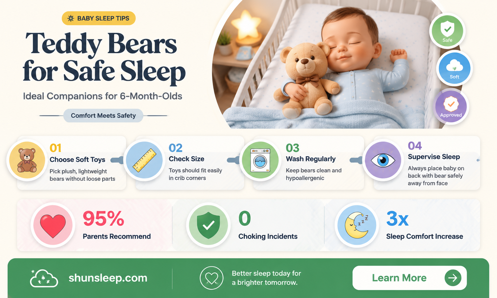 can a 6 month old sleep with a teddy