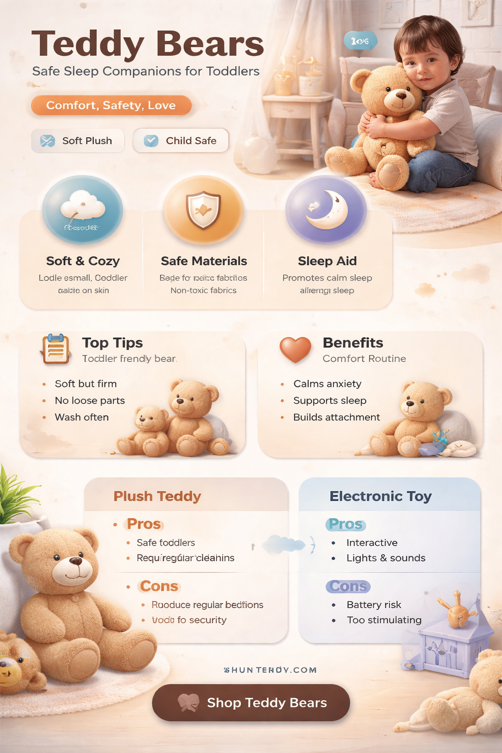 can 1 year old sleep with teddy