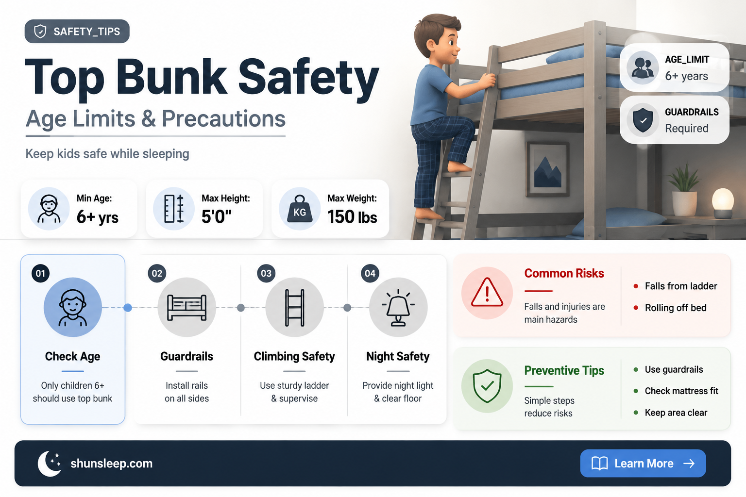 can 5 year old sleep in top bunk