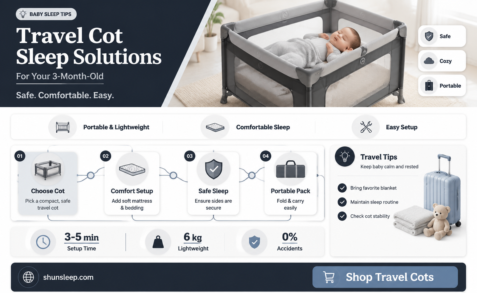 can a 3 month old sleep in a travel cot