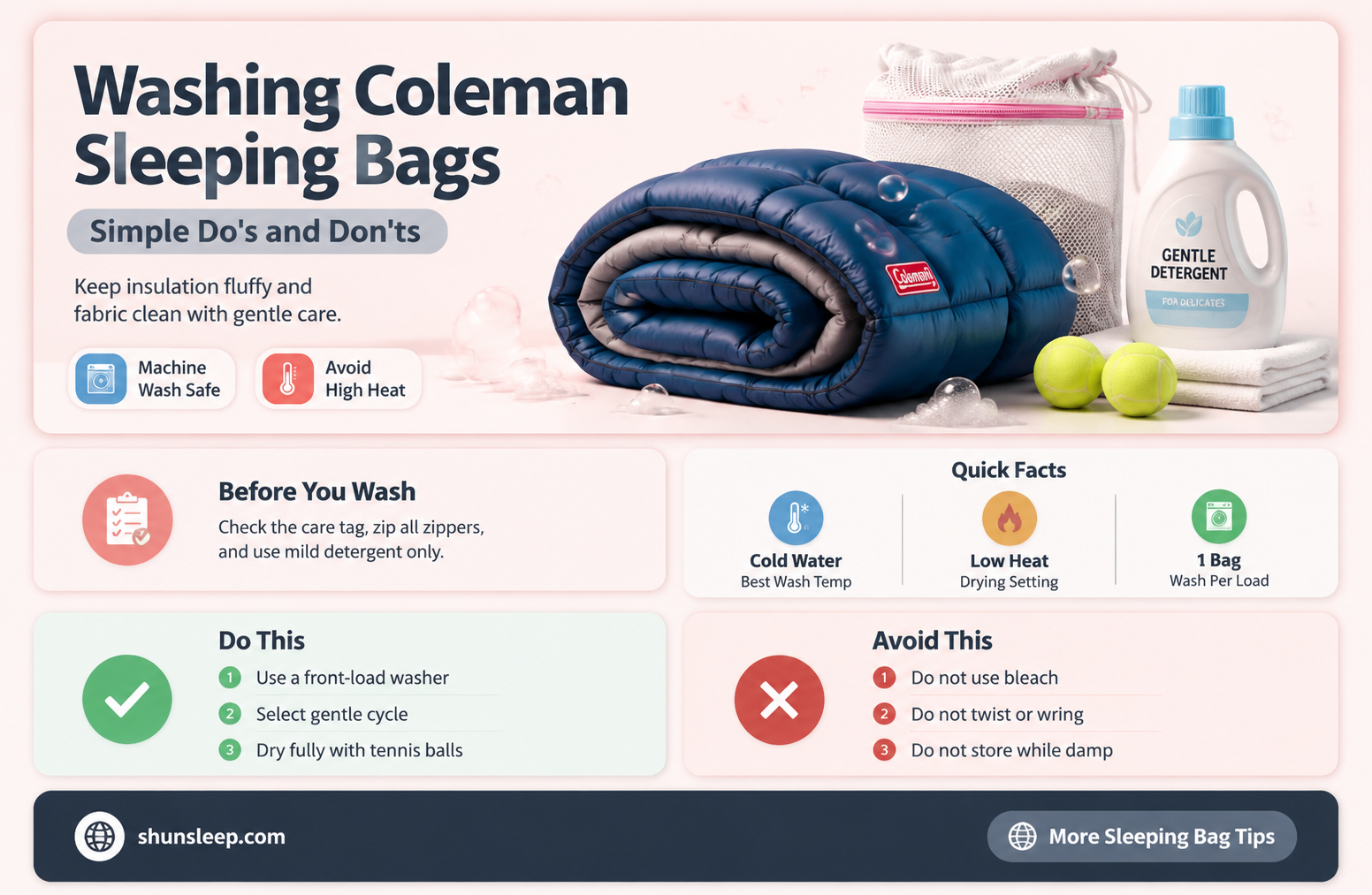 can coleman sleeping bags be washed