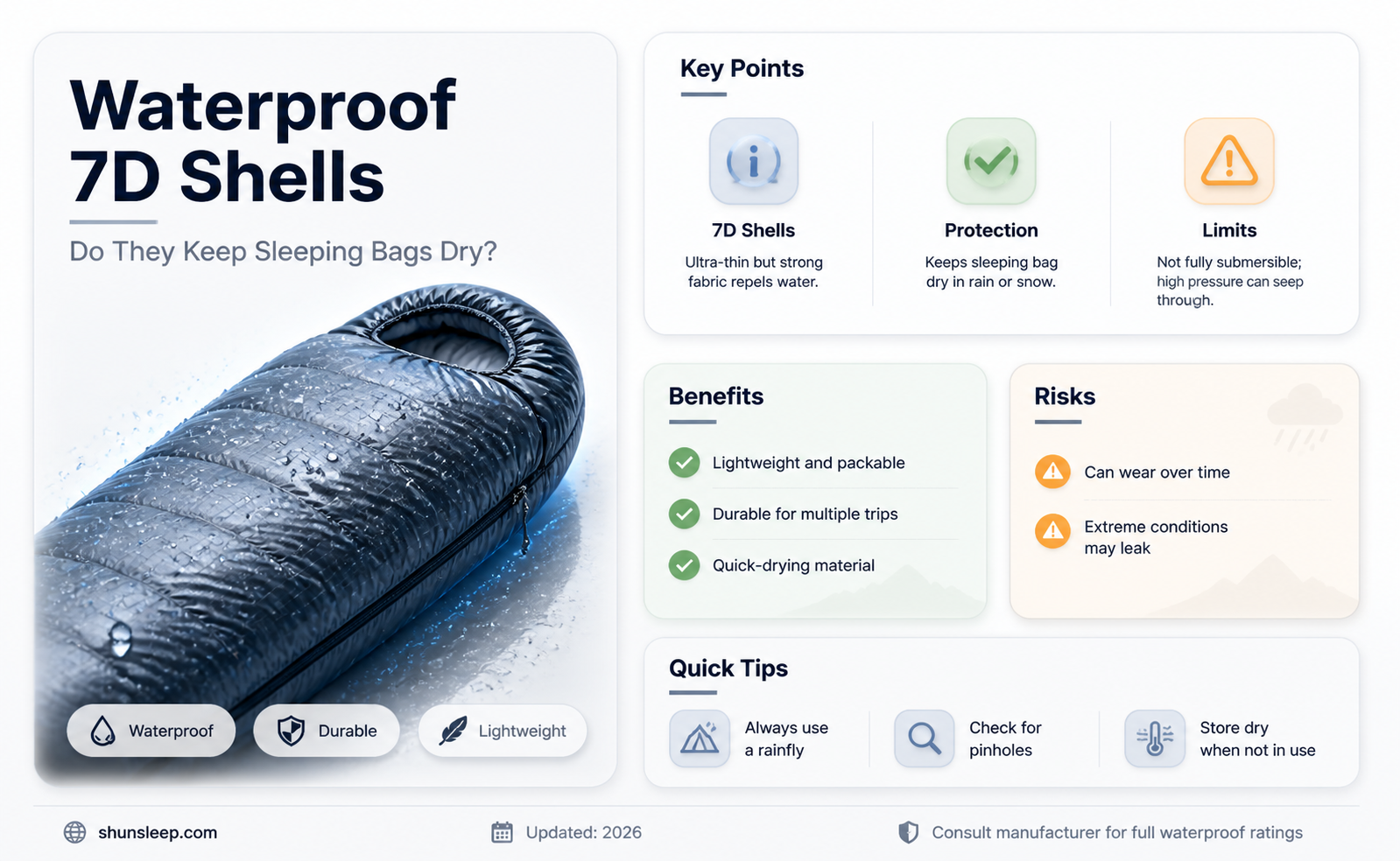 are waterproof 7d shells on sleeping bags effective
