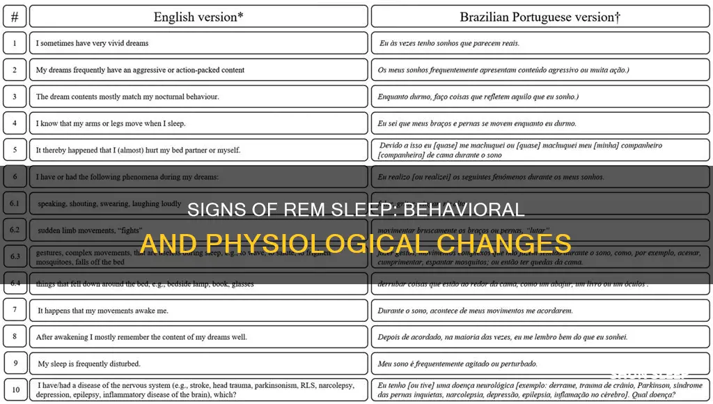 what are 4 physiological or behavioral signs of rem sleep