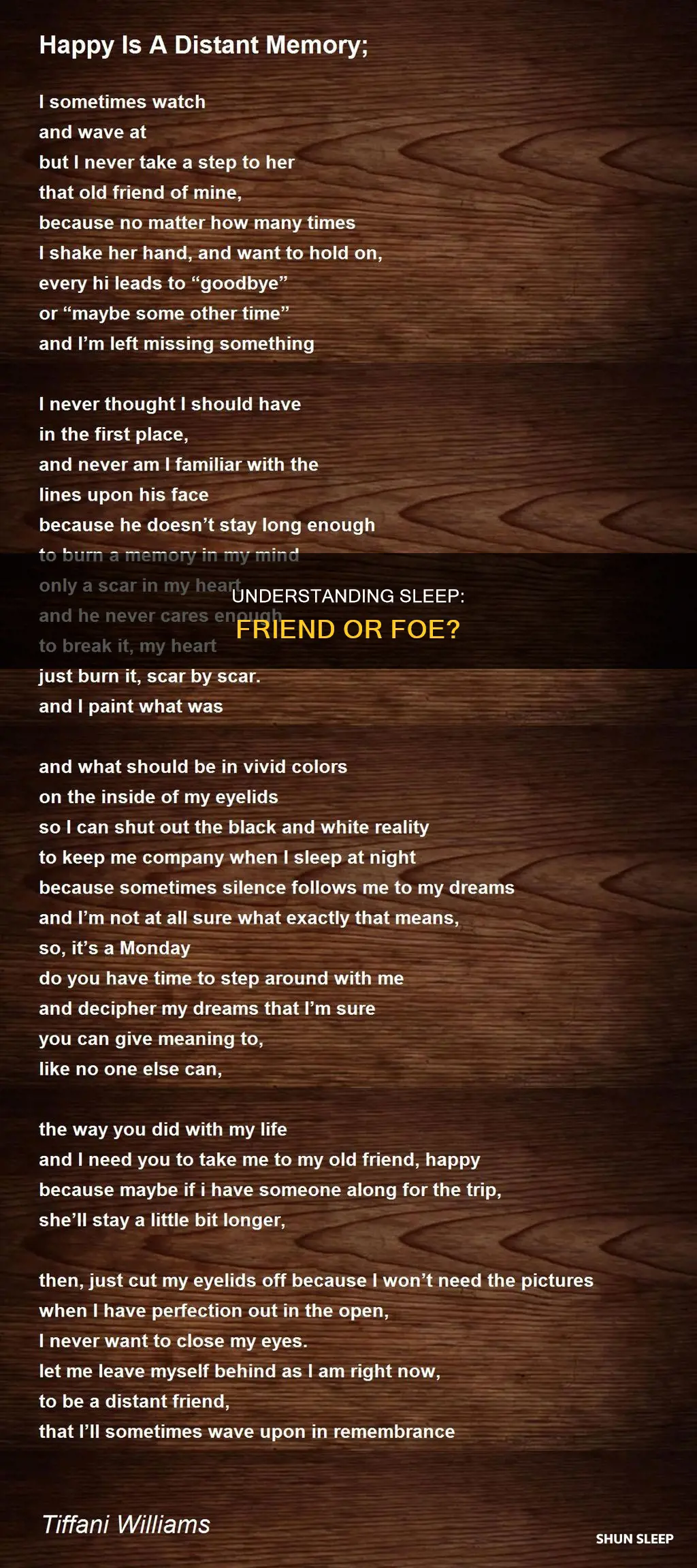what does sleep my friend mean