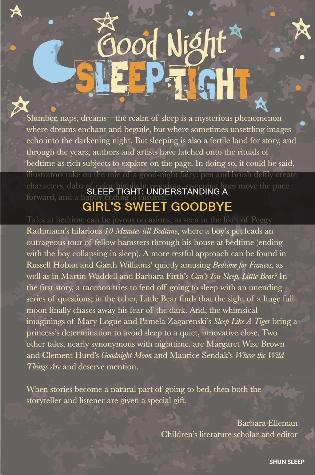 what does sleep tight mean from a girl
