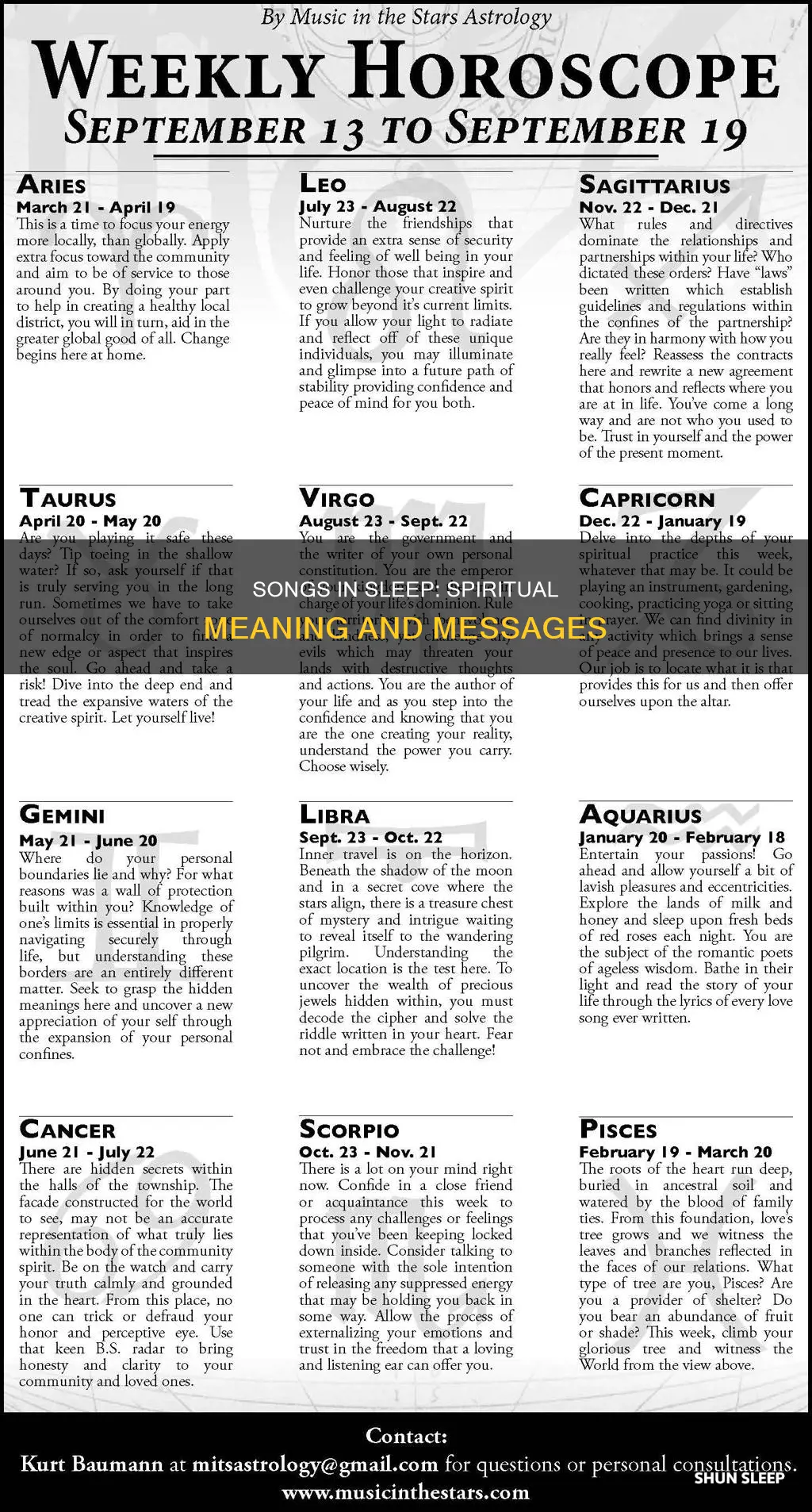 what is spiritual meaning behind hearing songs in your sleep