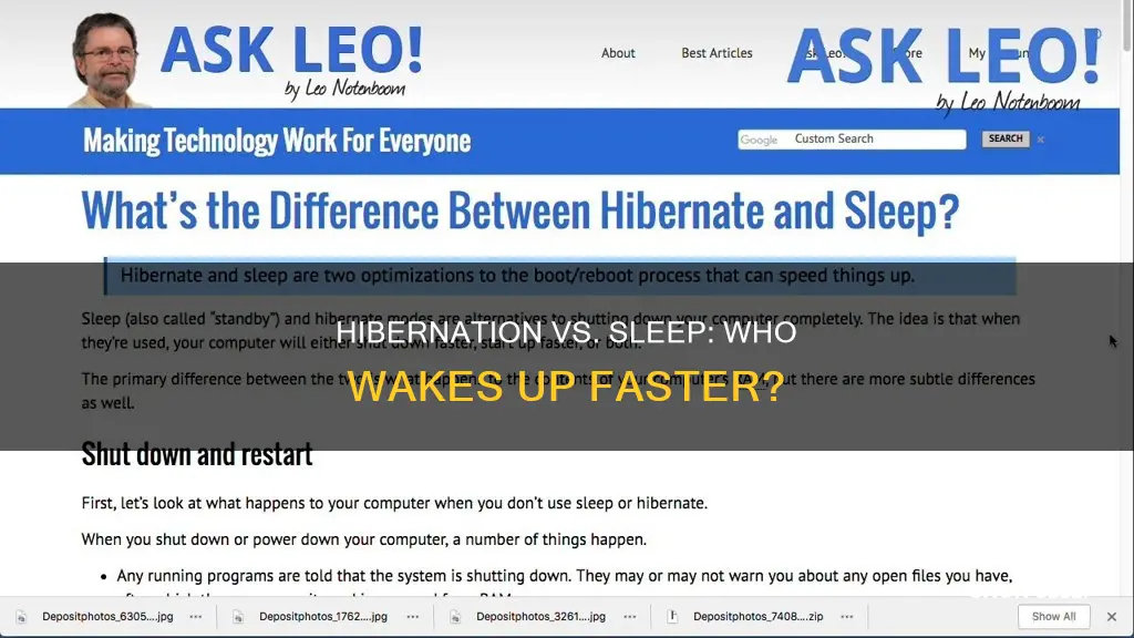 what wakes up faster sleep or hibernate