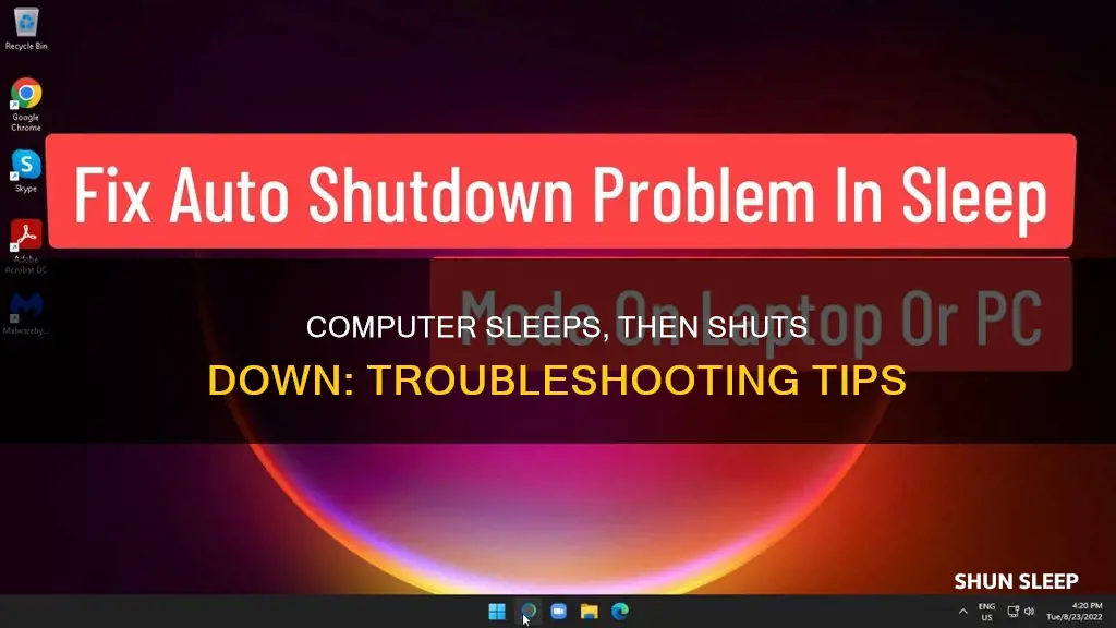 when i wake my computer from sleep it shuts down