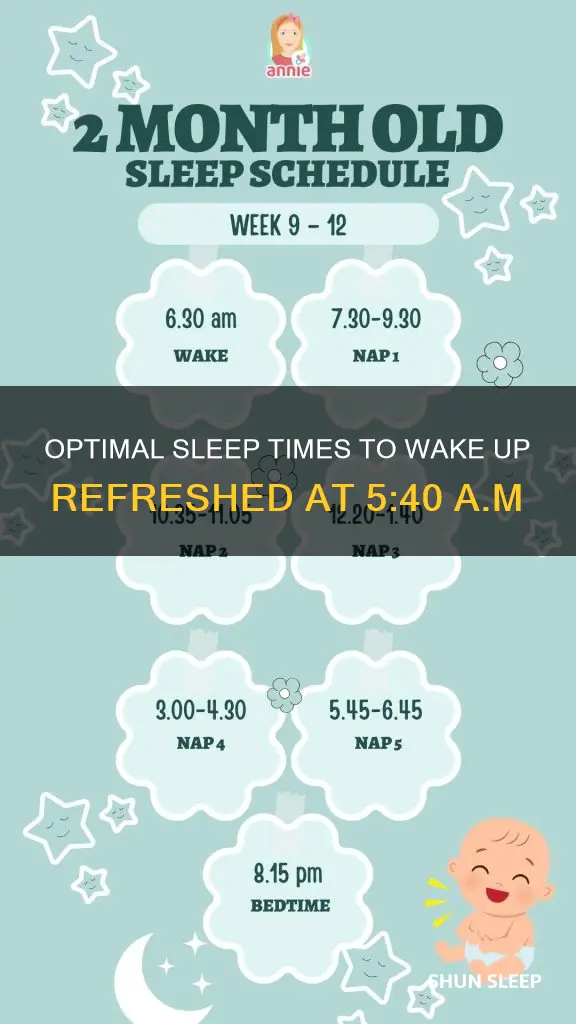 when should i sleep to wake up at 5 40