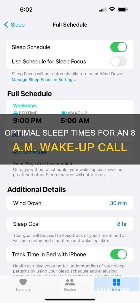 when to sleep to wake up at 8