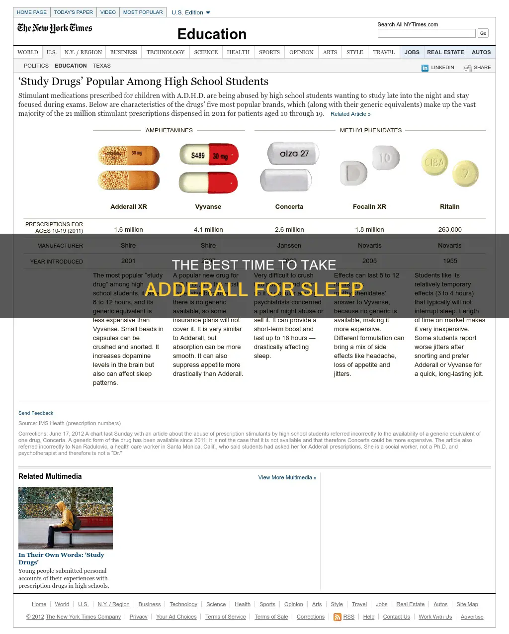 when to take adderall to sleep