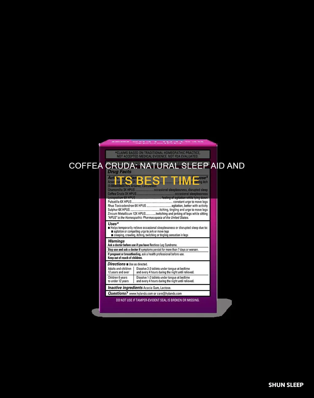 when to take coffea cruda for sleep