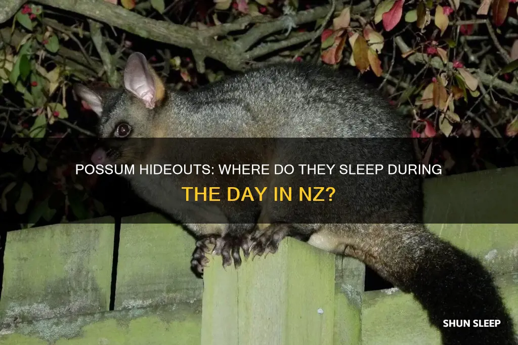 where do possums sleep during the day nz