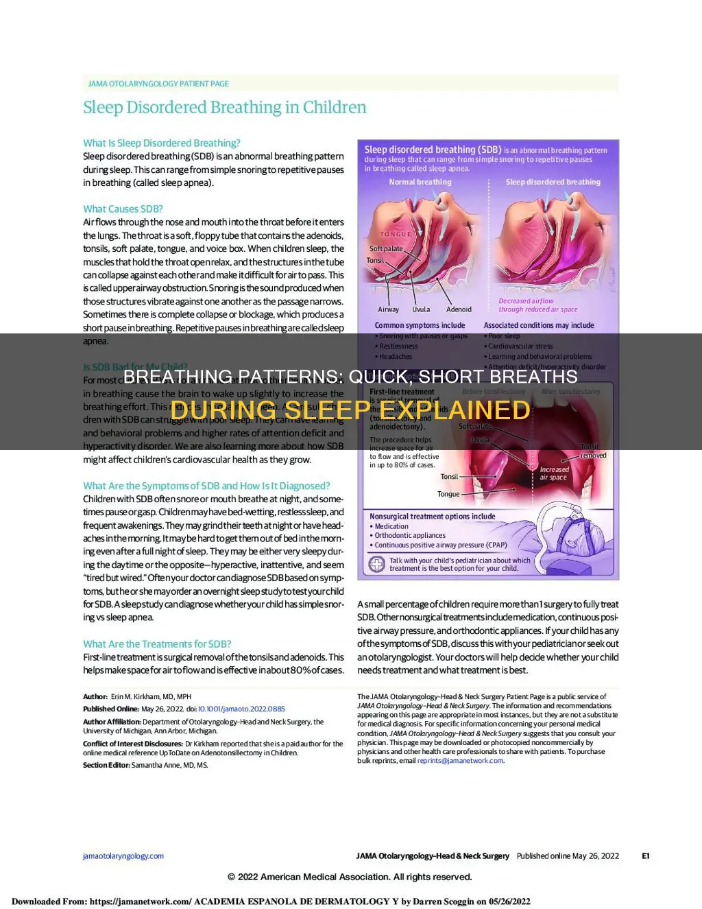 why do i take short quick breaths while sleeping