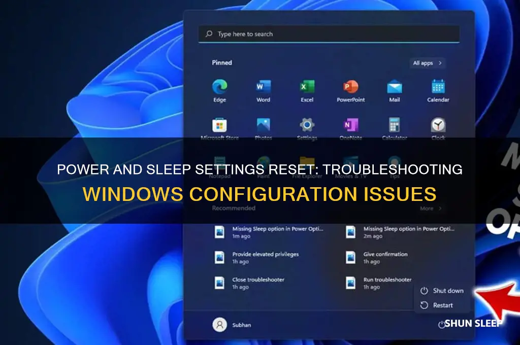 why do my power and sleep settings keep getting reset