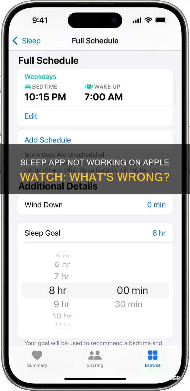 why is my sleep app not working on apple watch