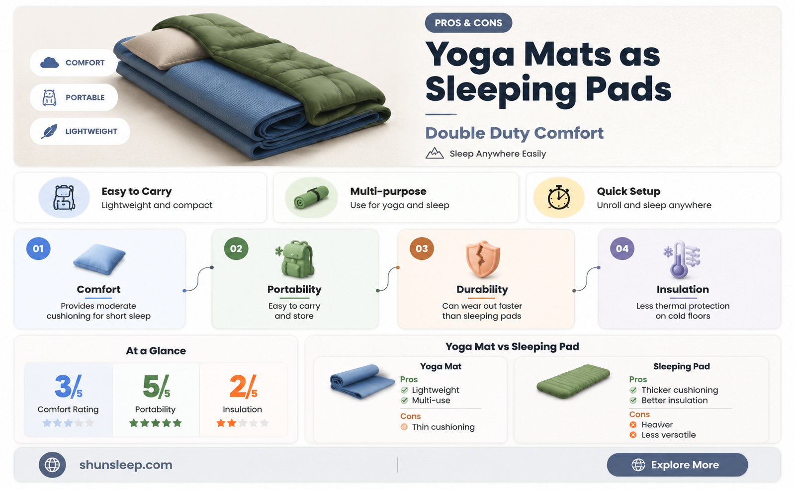 can a yoga mat work as a sleeping pad
